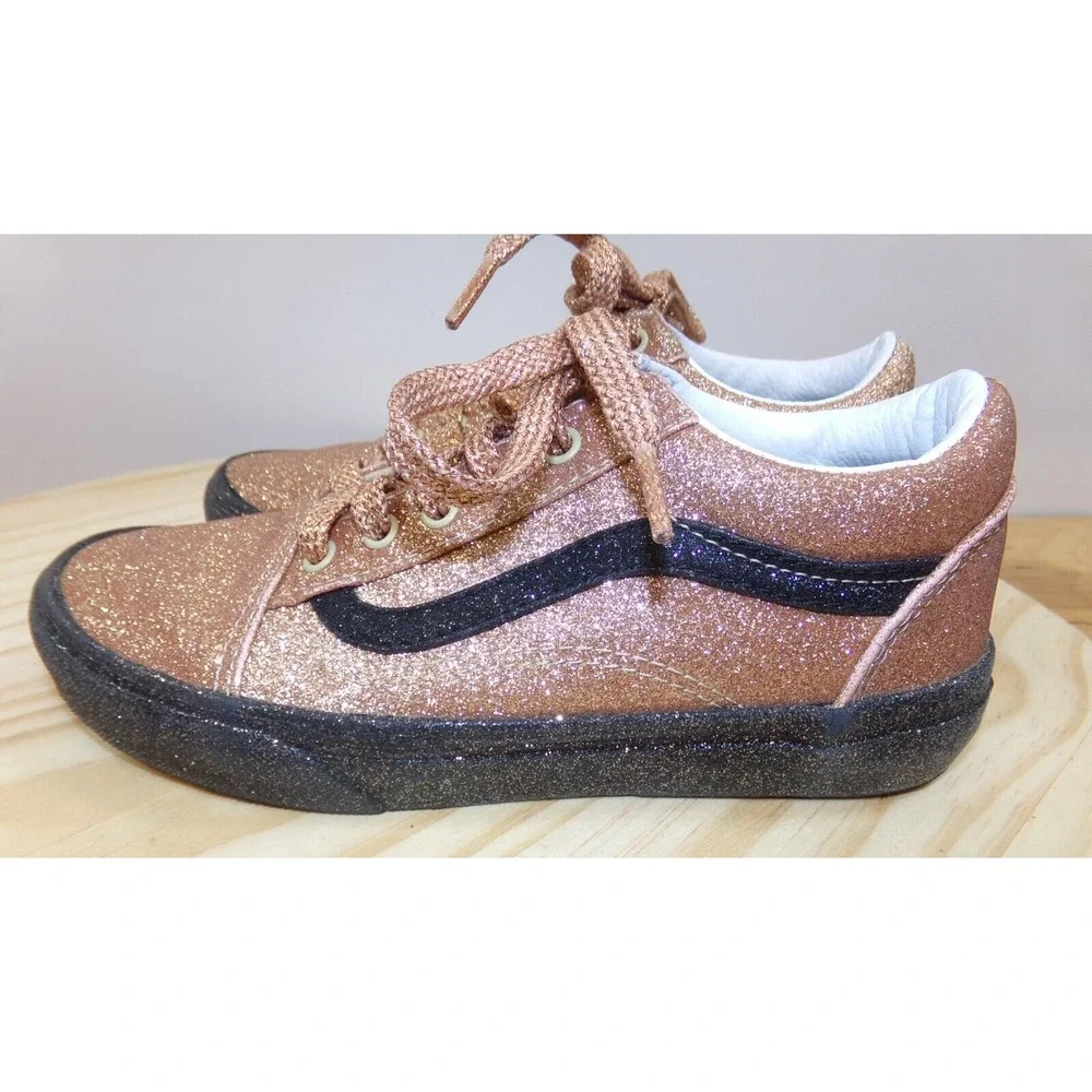 Vans Kids Unisex Old Skool‎ Skate Shoes Sneakers Gold Glitter 508357 Size 3